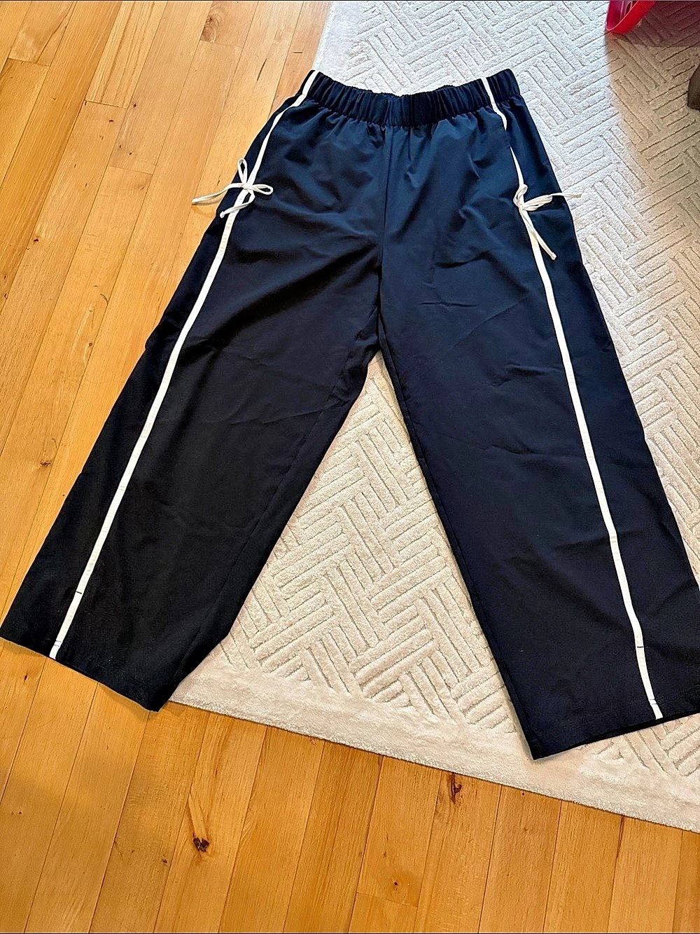 All in Motion Bow Stripe Track Pants Black & White